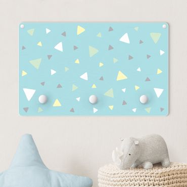 Coat rack for children - Colourful Drawn Pastel Triangles On Blue