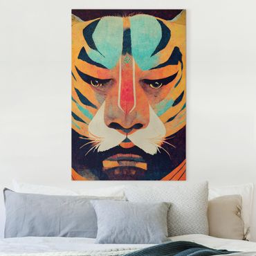Print on canvas - Colourful Tiger Illustration - Portrait format 2x3