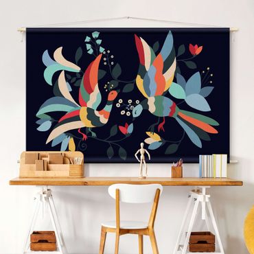 Tapestry - Colourful Birds Illustration