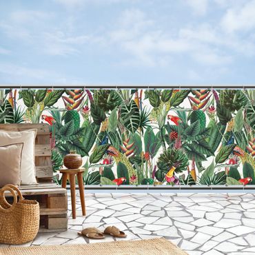 Balcony privacy screen - Colourful Tropical Rainforest Pattern II