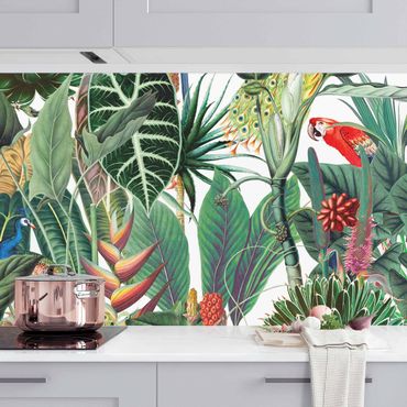 Kitchen wall cladding - Colourful Tropical Rainforest Pattern II