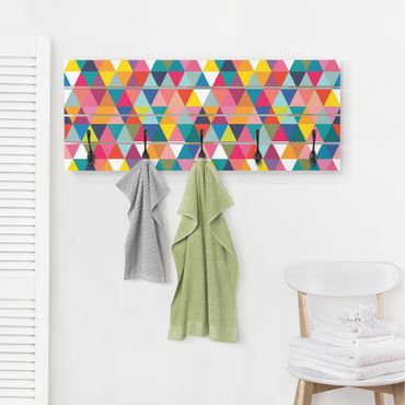 Wooden coat rack - Colourful Triangle Pattern