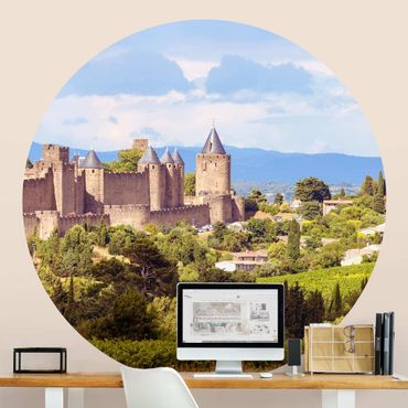 Self-adhesive round wallpaper - Fortress In The Country