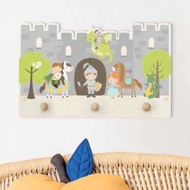 Coat rack for children - Castle Knight Dragon Princes And Princess