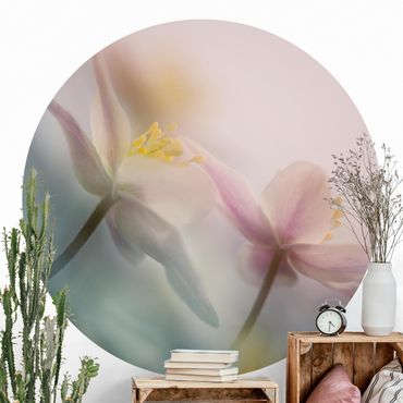 Self-adhesive round wallpaper - Wood anemone