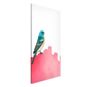 Magnetic memo board - Bird On Pink Backdrop