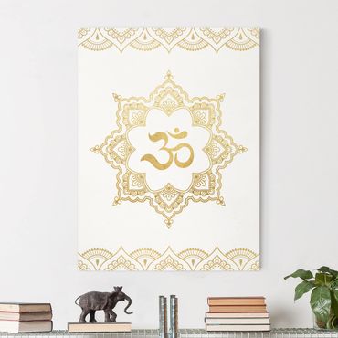 Print on canvas - Mandala OM Illustration Ornament White Gold