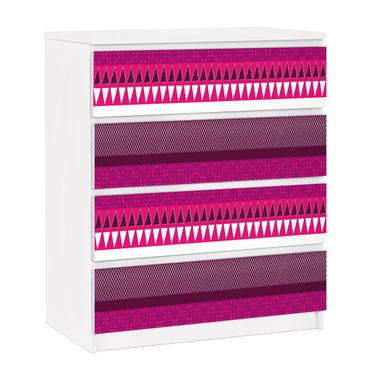 Adhesive film for furniture IKEA - Malm chest of 4x drawers - Pink Ethnomix