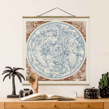 Fabric print with poster hangers - Vintage Star Map Southern Hemissphere