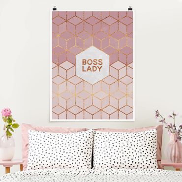 Poster - Boss Lady Hexagons Pink