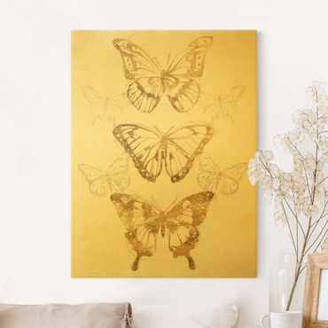 Canvas print gold - Butterfly Composition In Gold II