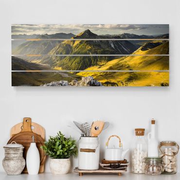 Print on wood - Mountains And Valley Of The Lechtal Alps In Tirol