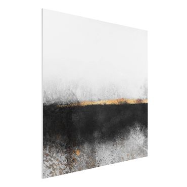 Print on forex - Abstract Golden Horizon Black And White