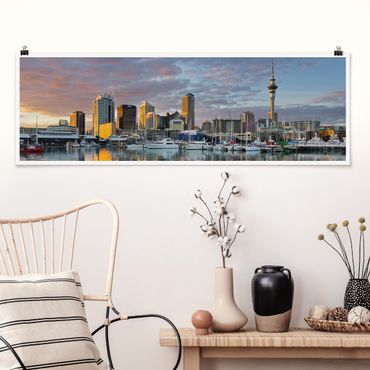 Panoramic poster architecture & skyline - Auckland Skyline Sunset