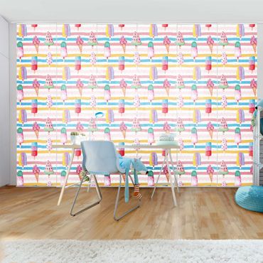 Sliding panel curtain - Watercolour Ice Cream With Dots