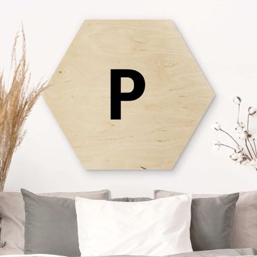 Wooden hexagon - Letter White P