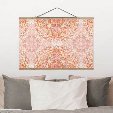 Fabric print with poster hangers - Mandala Watercolour Ornament Orange