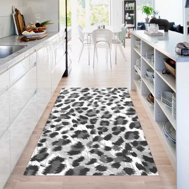 Vinyl Floor Mat - Leopard Print With Watercolour Pattern In Grey - Landscape Format 3:2