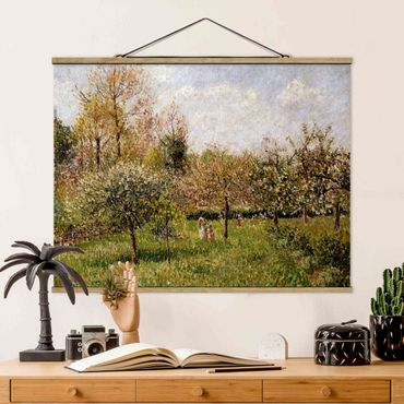 Fabric print with poster hangers - Camille Pissarro - Spring In Eragny