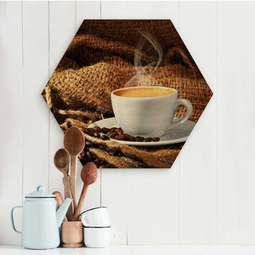 Wooden hexagon - Morning Coffee