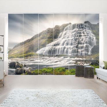 Sliding panel curtains set - Dynjandi Waterfall