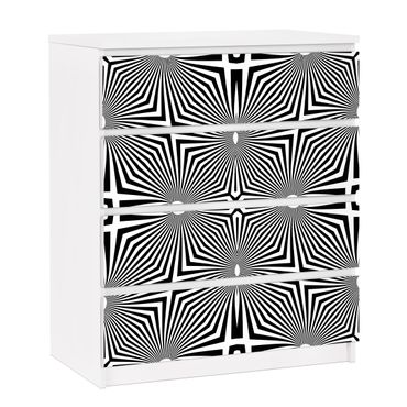 Adhesive film for furniture IKEA - Malm chest of 4x drawers - Abstract Ornament Black And White