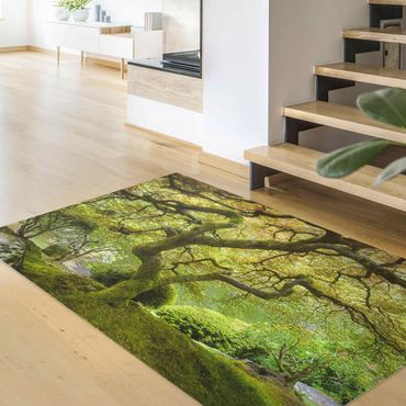 Vinyl Floor Mat - Green Japanese Garden - Landscape Format 3:2