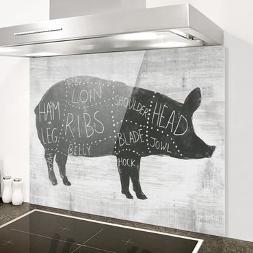 Glass Splashback - Butcher Board - Pig - Landscape 3:4