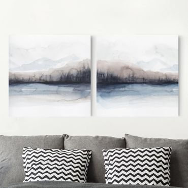 Print on canvas - Lakeside With Mountains Set I