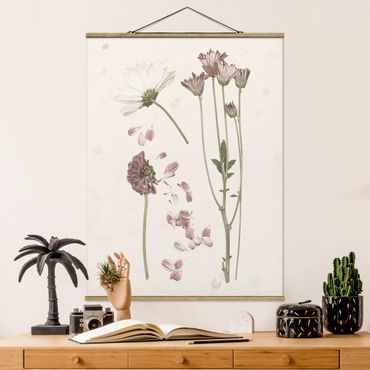 Fabric print with poster hangers - Herbarium In Pink II