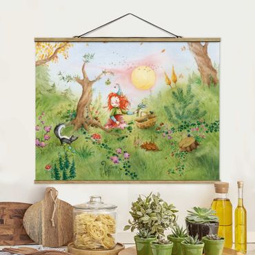 Fabric print with poster hangers - Frida Gathers Herbs