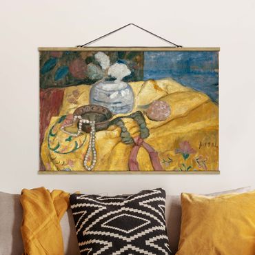 Fabric print with poster hangers - Paula Modersohn-Becker - Still life with Beaded Necklace