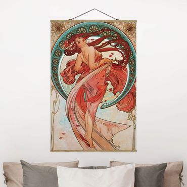 Fabric print with poster hangers - Alfons Mucha - Four Arts - Dance