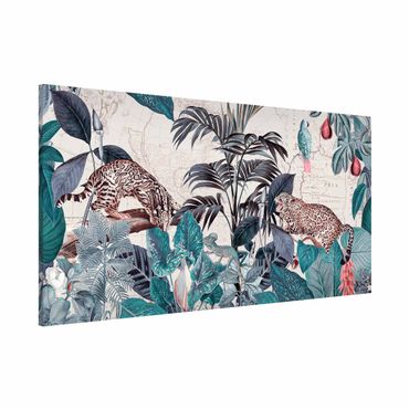 Magnetic memo board - Vintage Collage - Big Cats In The Jungle