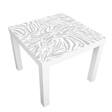 Adhesive film for furniture IKEA - Lack side table - Zebra Design Light Grey Stripe Pattern