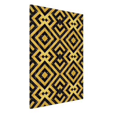 Magnetic memo board - Geometrical Tile Mix Art Deco Gold Black Marble