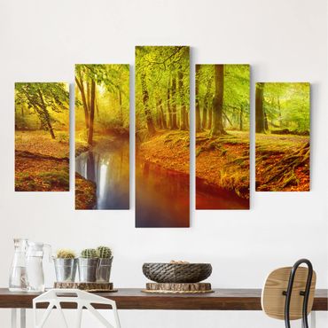 Print on canvas 5 parts - Autumn Forest