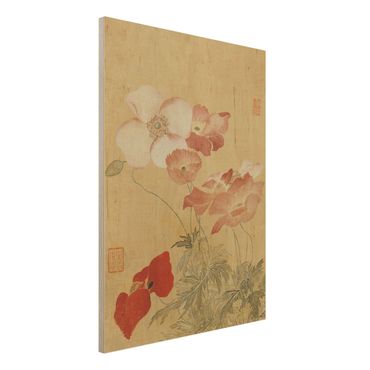 Print on wood - Yun Shouping - Poppy Flower