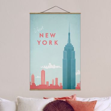 Fabric print with poster hangers - Travel Poster - New York