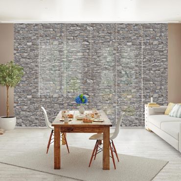 Sliding panel curtains set - Natural Stone Wallpaper Old Stone Wall