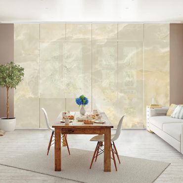 Sliding panel curtains set - Onyx Marble Cream
