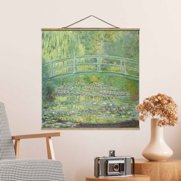 Fabric print with poster hangers - Claude Monet - Japanese Bridge