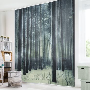 Sliding panel curtains set - Mystical Winter Forest