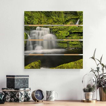 Print on wood - Lower Mclean Falls In New Zealand