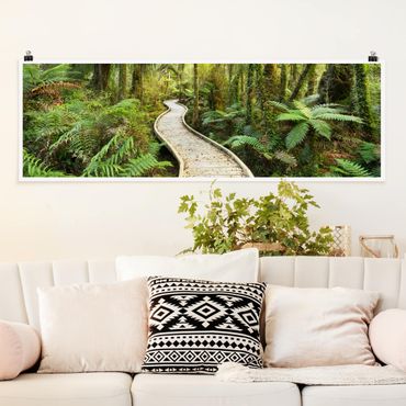Panoramic poster forest - Path In The Jungle