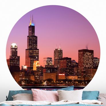 Self-adhesive round wallpaper - Chicago Skyline