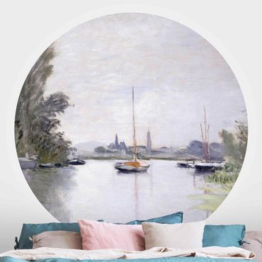 Self-adhesive round wallpaper - Claude Monet - Argenteuil Seen From The Small Arm Of The Seine