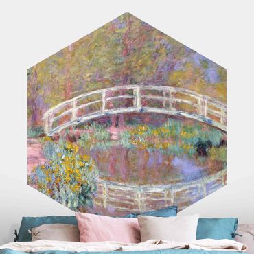 Self-adhesive hexagonal pattern wallpaper - Claude Monet - Bridge Monet's Garden