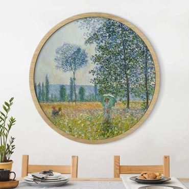 Circular framed print - Claude Monet - Fields In Spring