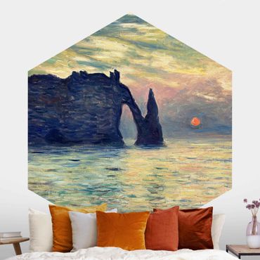 Self-adhesive hexagonal pattern wallpaper - Claude Monet - Rock Sunset
